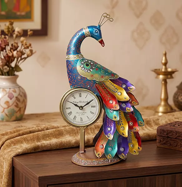 Peacock Tbl Clk 495