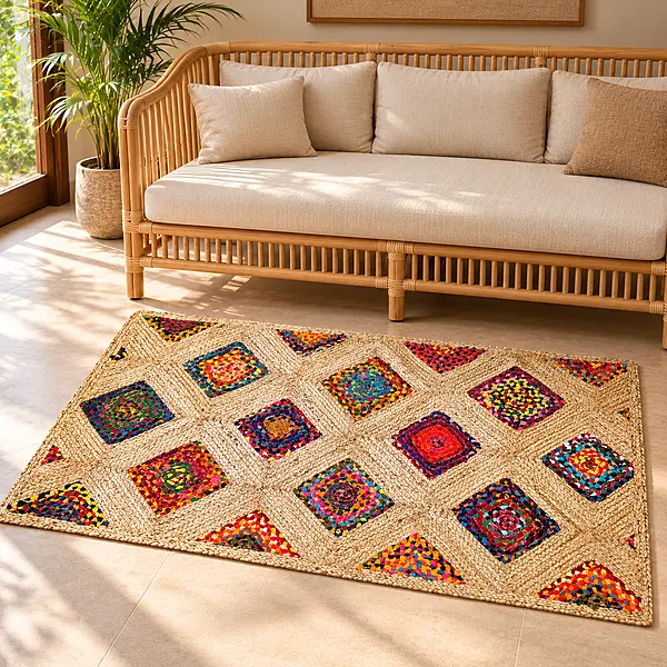 Rug Jute Chindi 2x4 Diamond