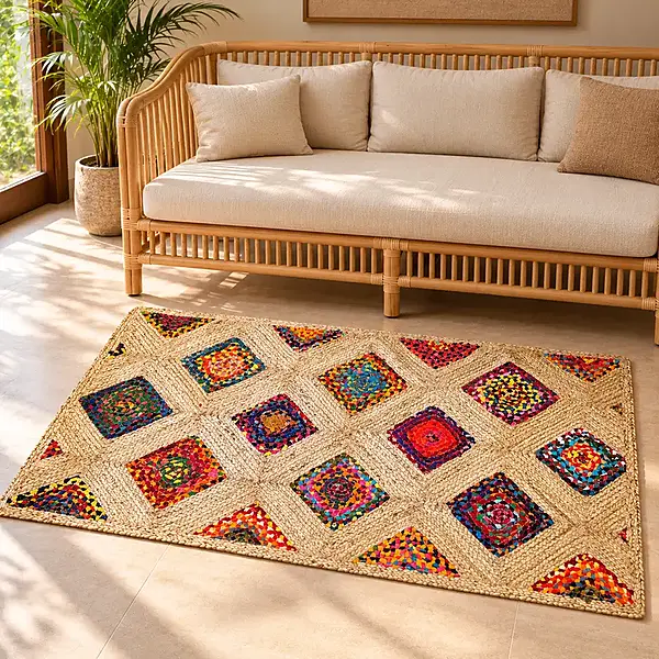 Rug Jute Chindi 3x5 Diamond