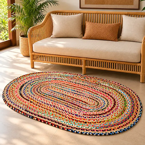 Rug Jute Chindi Oval 3x3.5
