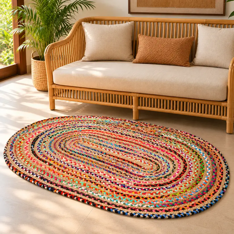 Rug Jute Chindi Oval 3x3.5