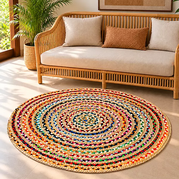 Rug Jute Chindi Round 4 Ft