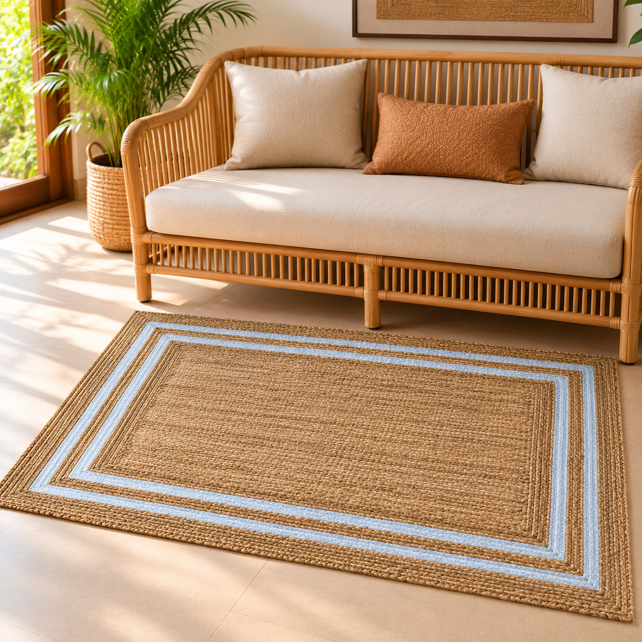 Rug Jute Ctn 2x4 Rctngl Ntrl+Wht