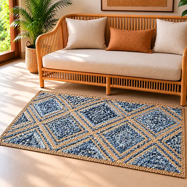 Rug Jute Denim 2x4 Diamond