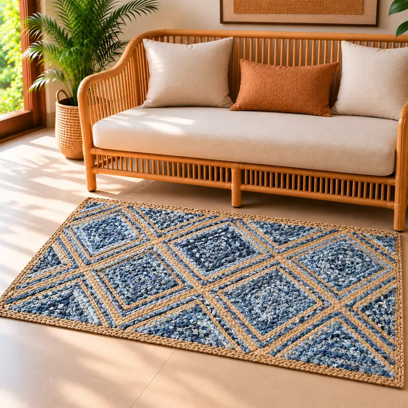 Rug Jute Denim 2x4 Diamond