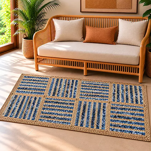 Rug Jute Denim 2x4 Sqrs