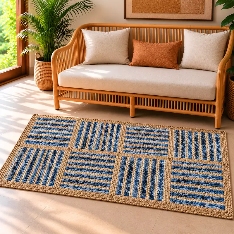 Rug Jute Denim 2x4 Sqrs
