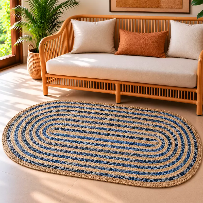 Rug Jute Denim Oval 3x5