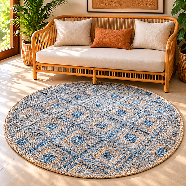 Rug Jute Dnm Round Rectngls 3ft