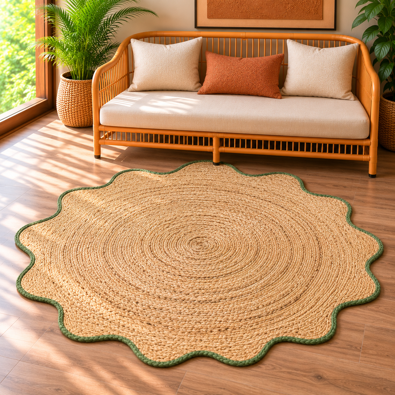 Rug Jute Rnd. Petal Border 3ft