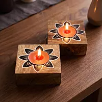 T-Light Hldr Sq-Set /2